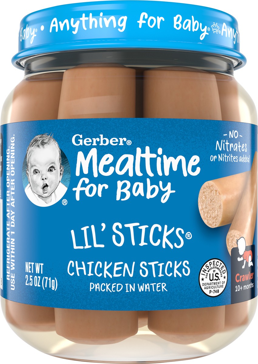 slide 12 of 13, Gerber 3rd Foods Mealtime for Baby Lil' Sticks, Chicken, 2.5 oz Jar, 2.5 oz