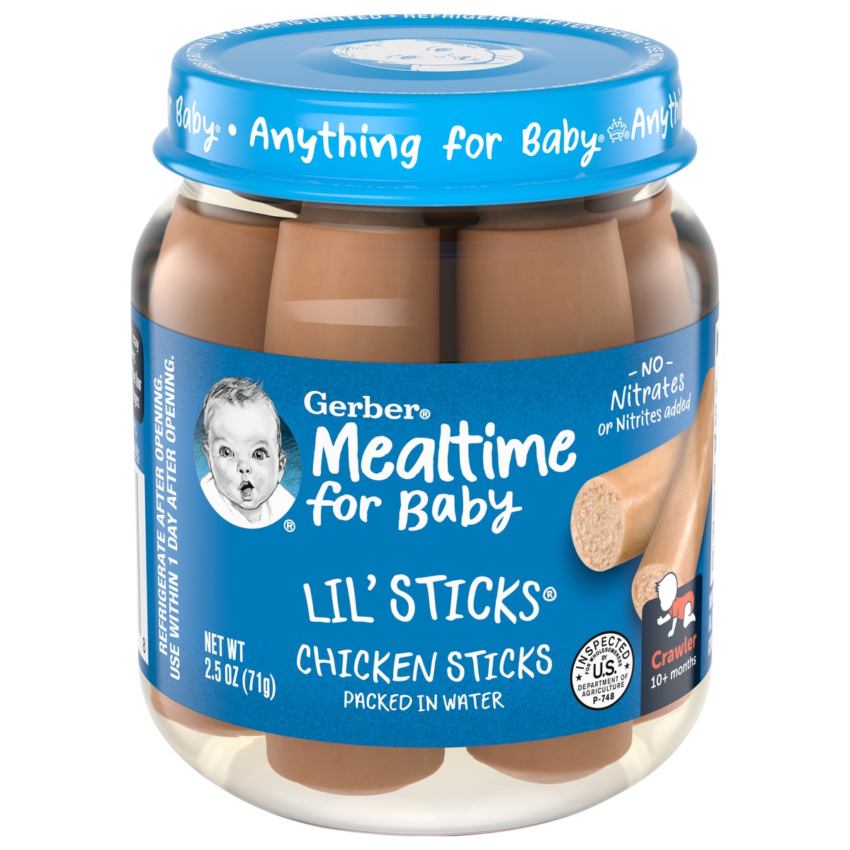 slide 1 of 13, Gerber Mealtime For Baby Lil' Sticks Chicken 2.5 Oz Jar, 2.5 oz