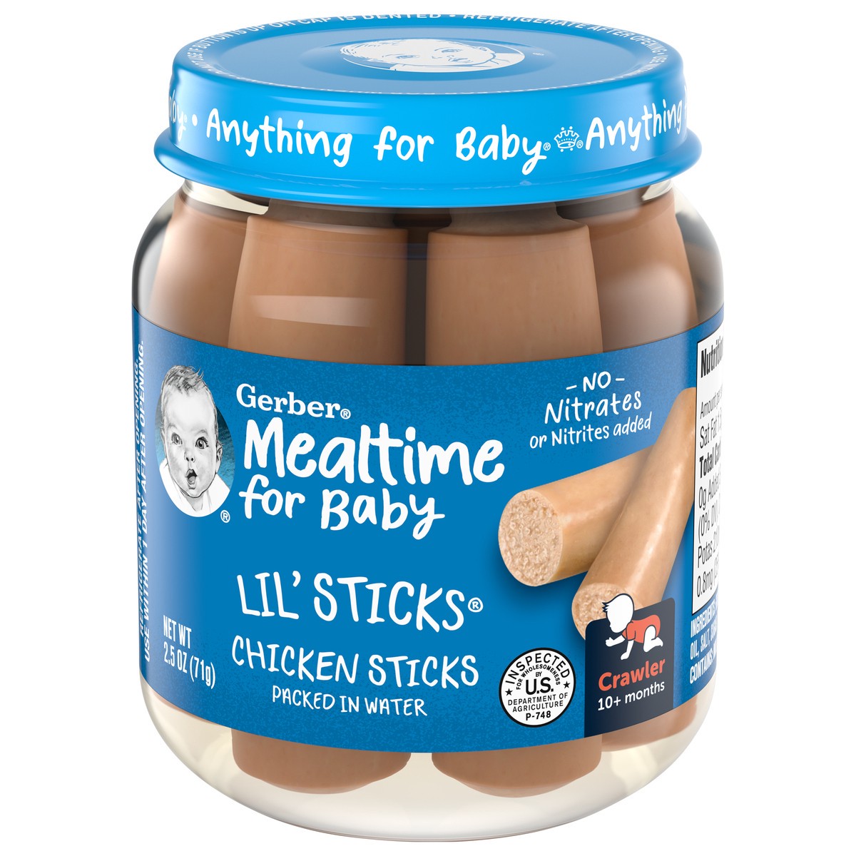 slide 11 of 13, Gerber Mealtime For Baby Lil' Sticks Chicken 2.5 Oz Jar, 2.5 oz