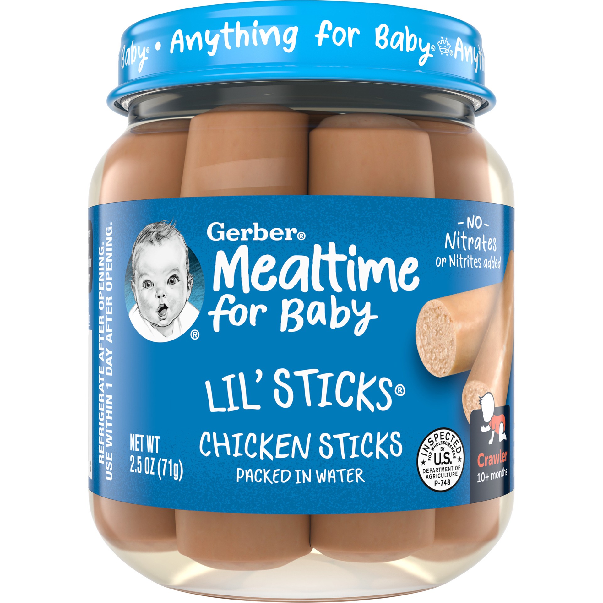 slide 1 of 13, Gerber 3rd Foods Mealtime for Baby Lil' Sticks, Chicken, 2.5 oz Jar, 2.5 oz