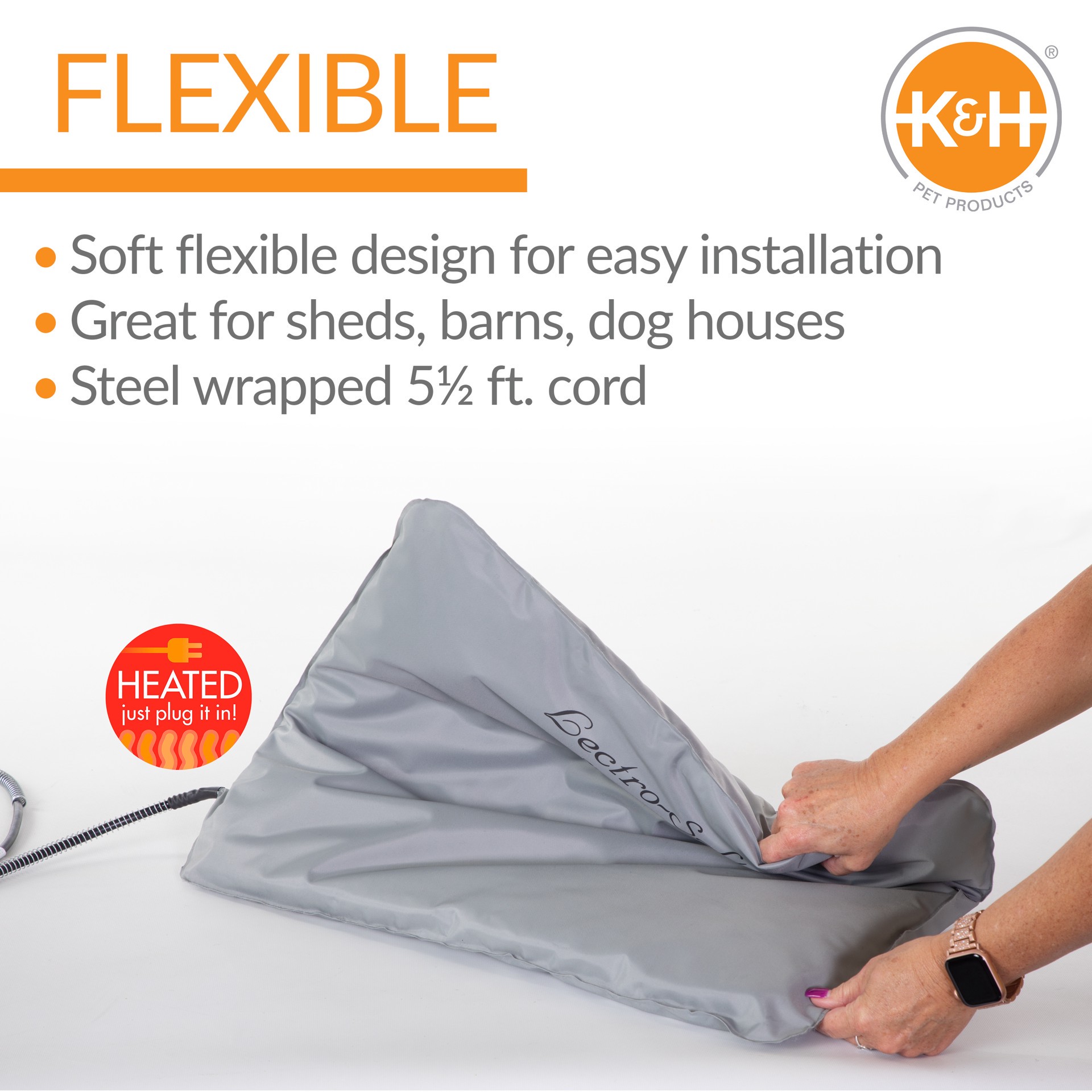 slide 5 of 10, K & H K&H Pet Products Lectro-Soft Outdoor Heated Pet Bed Gray Large 25 X 36 Inches, 1 ct