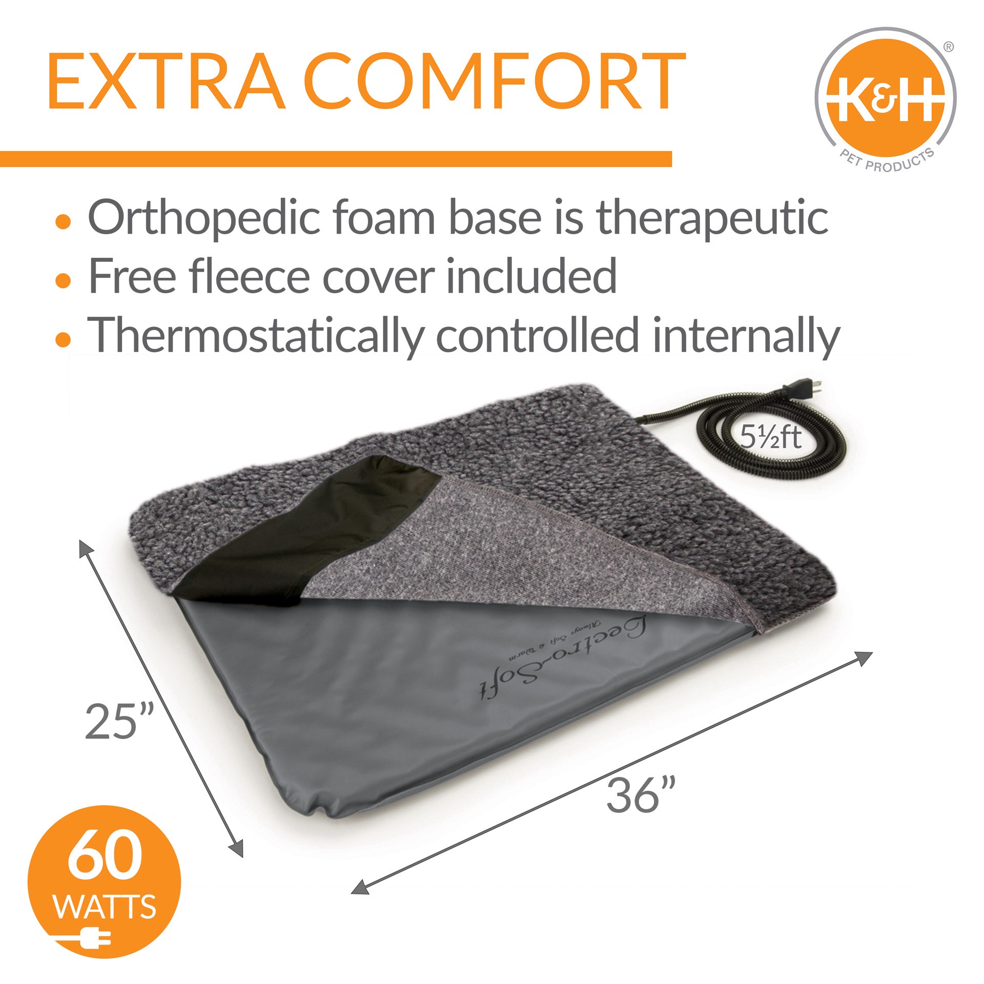 slide 3 of 10, K & H K&H Pet Products Lectro-Soft Outdoor Heated Pet Bed Gray Large 25 X 36 Inches, 1 ct