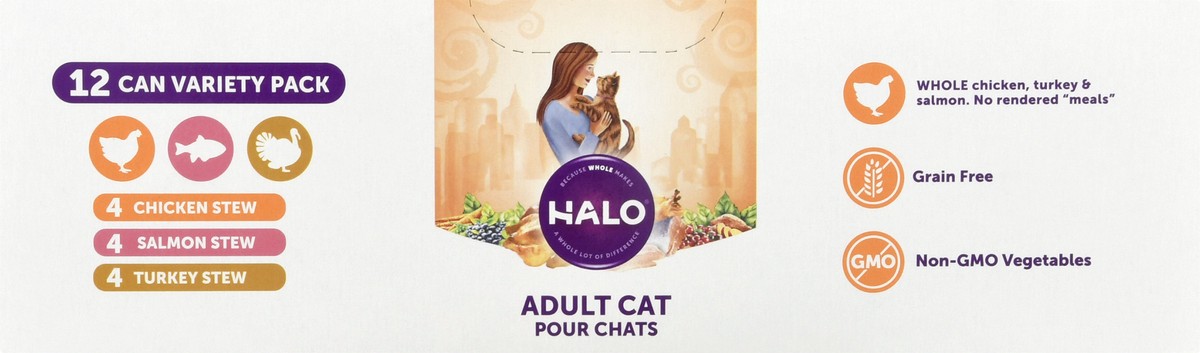 slide 4 of 9, Halo Variety Pack Adult Cat Food 12 ea, 5.5 oz