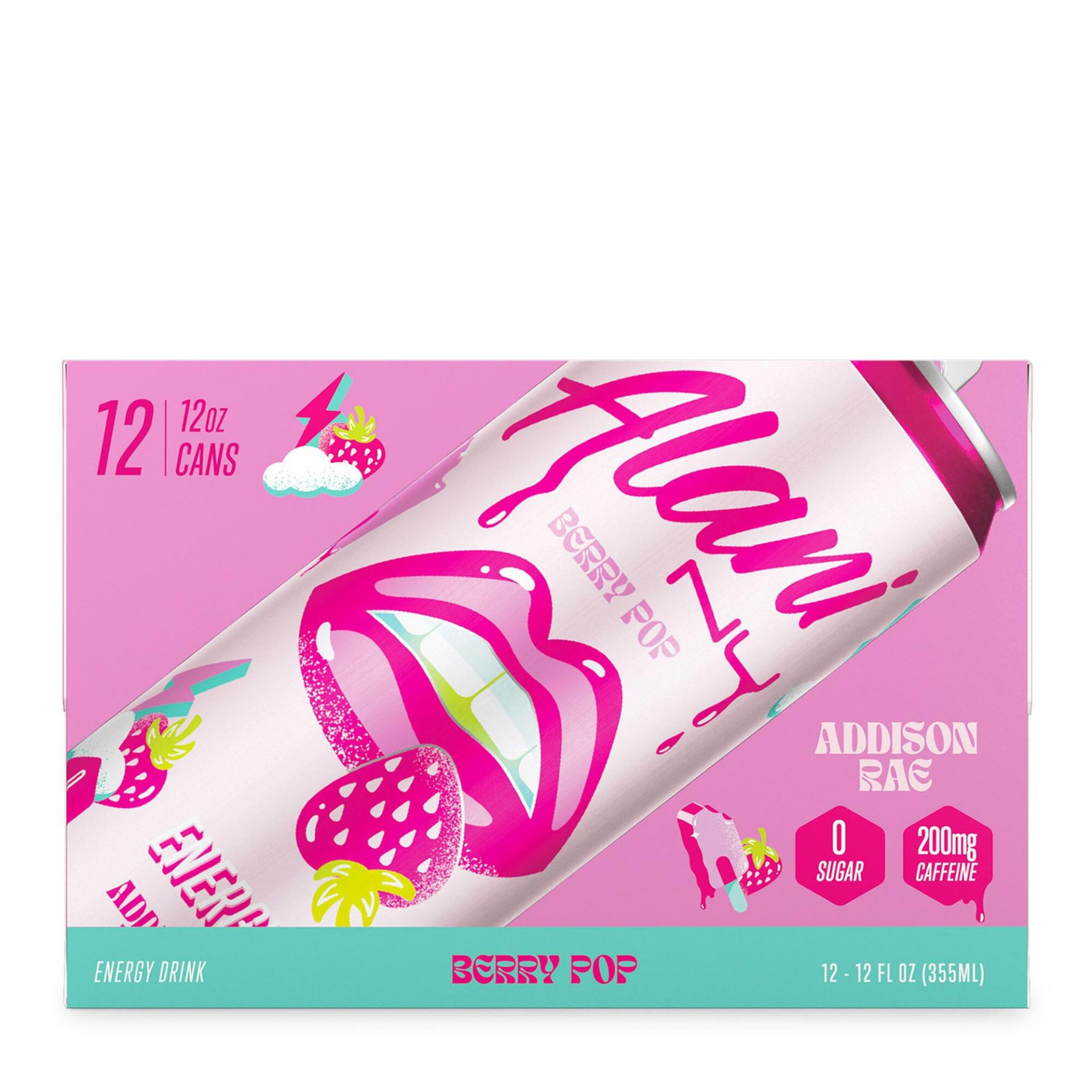 slide 1 of 1, Alani Nu Energy x Addison Rae - Berry Pop - 12 oz, 12 ct