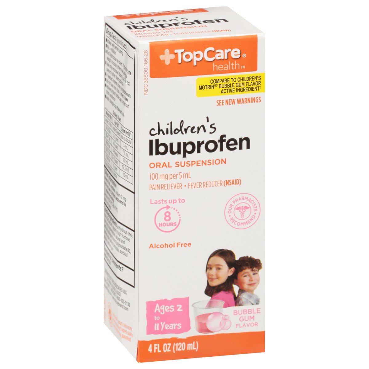 slide 6 of 9, TopCare Health 100 mg Children's Oral Suspension Bubble Gum Flavor Ibuprofen 4 fl oz, 4 fl oz