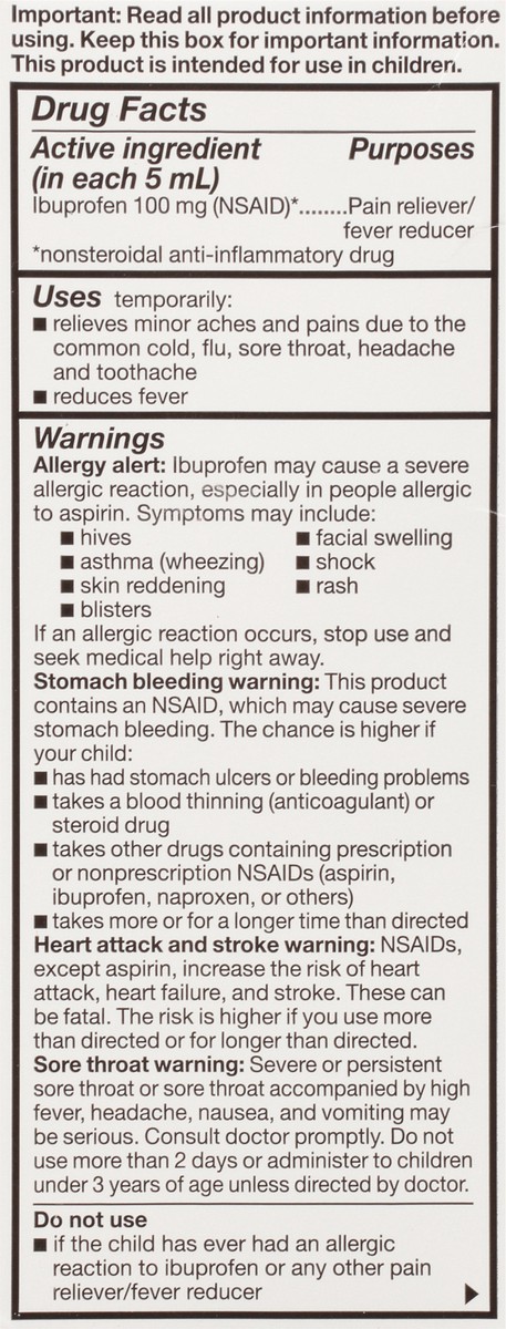 slide 8 of 9, TopCare Health 100 mg Children's Oral Suspension Bubble Gum Flavor Ibuprofen 4 fl oz, 4 fl oz