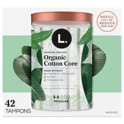 L. Cotton Tampons Regular Absorbency, Contains an Organic Cotton Core, Made Without Synthetic Pesticides, or Fragrances 42 Count