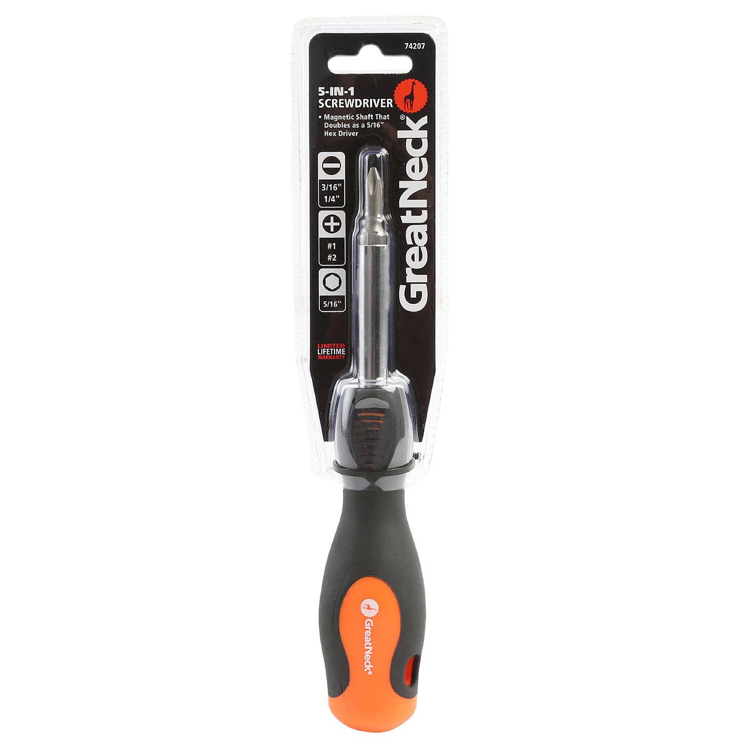 slide 1 of 1, Great Neck Five-in-One Screwdriver, 1 ct