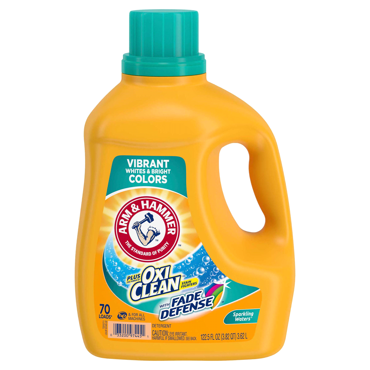 slide 1 of 4, ARM & HAMMER Plus OxiClean Sparkling Waters HE Liquid Laundry Detergent 70 Loads, 122.5 oz