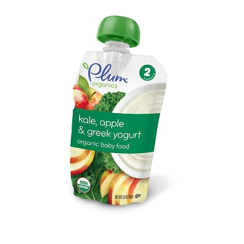 slide 1 of 1, Plum Organics 2nd Blends Kale, Apple & Greek Yogurt Baby Food, 3.5 oz