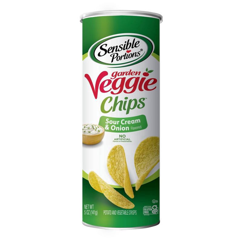 slide 1 of 7, Sensible Portions Garden Veggie Chips Sour Cream & Onion Potato Crisps 5 oz. Canister, 5 oz