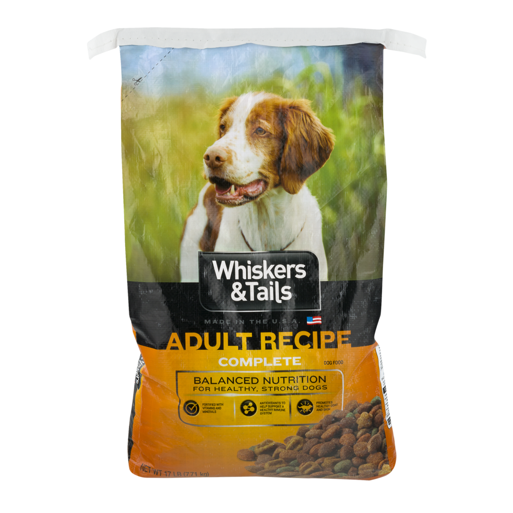 slide 1 of 1, Whiskers & Tails Dog Food Adult Recipe, 17 lb