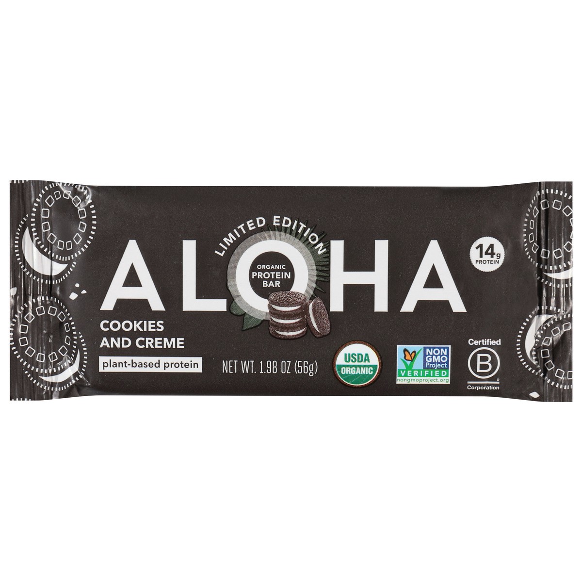 slide 1 of 13, Aloha Plant Based Cookies and Cream Protein Bar, 1.98 oz