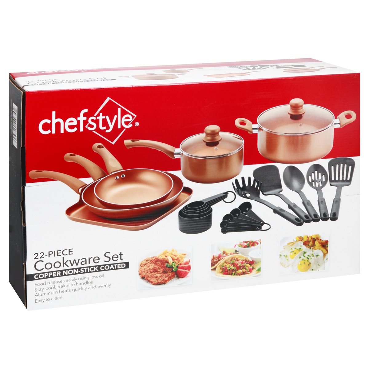 slide 2 of 8, chefstyle Copper Cookware Set, 22 ct