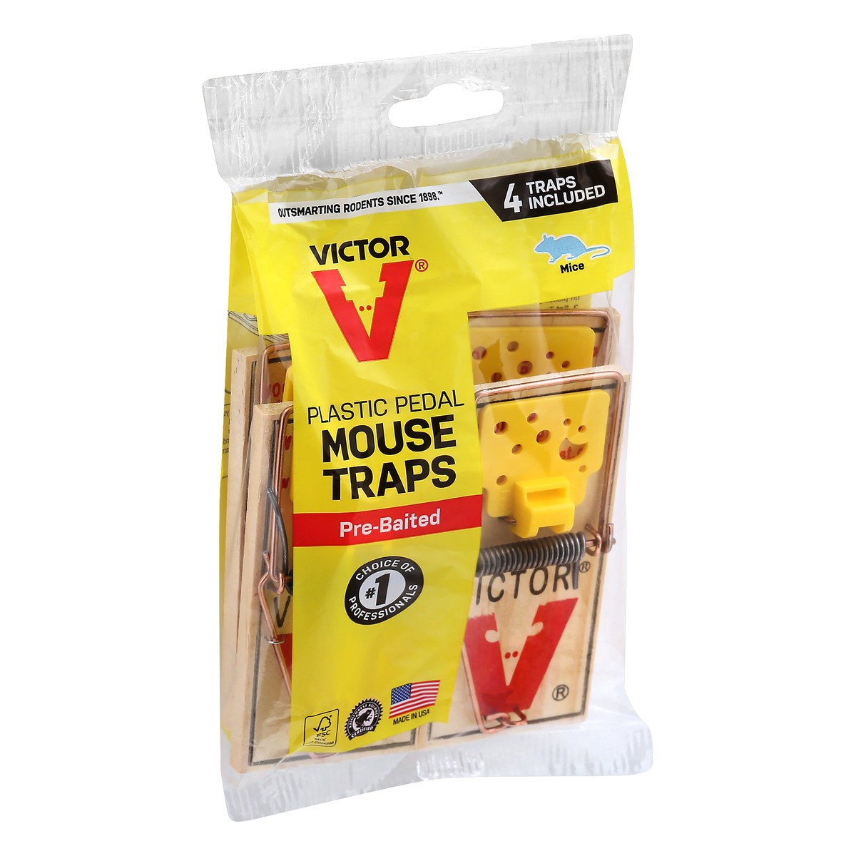 slide 9 of 9, Victor Plastic Pedal Pre-Baited Mouse Traps 4 ea, 4 ct