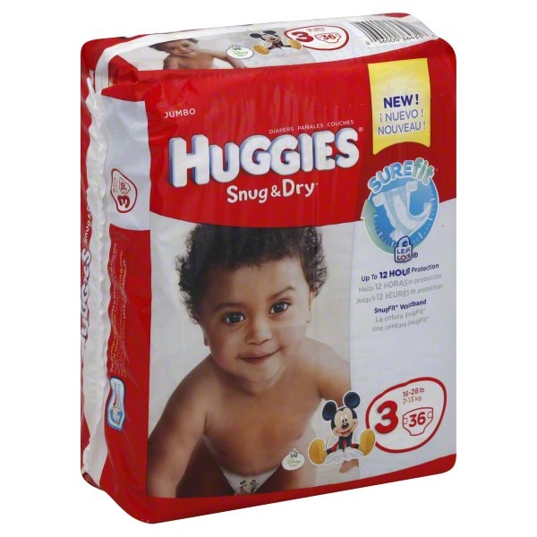 slide 1 of 1, Huggies Snug Dry Diapers Size 3, 36 ct