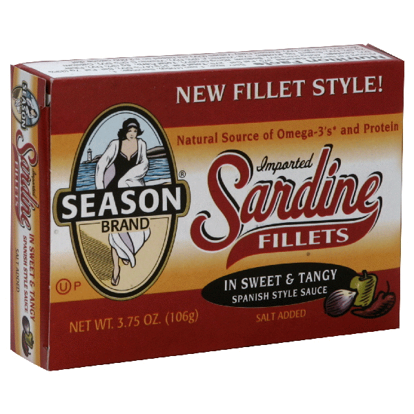 slide 1 of 1, Season Brand Sardine FilletsiIn Sweet & Tangy Sauce, 3.75 oz