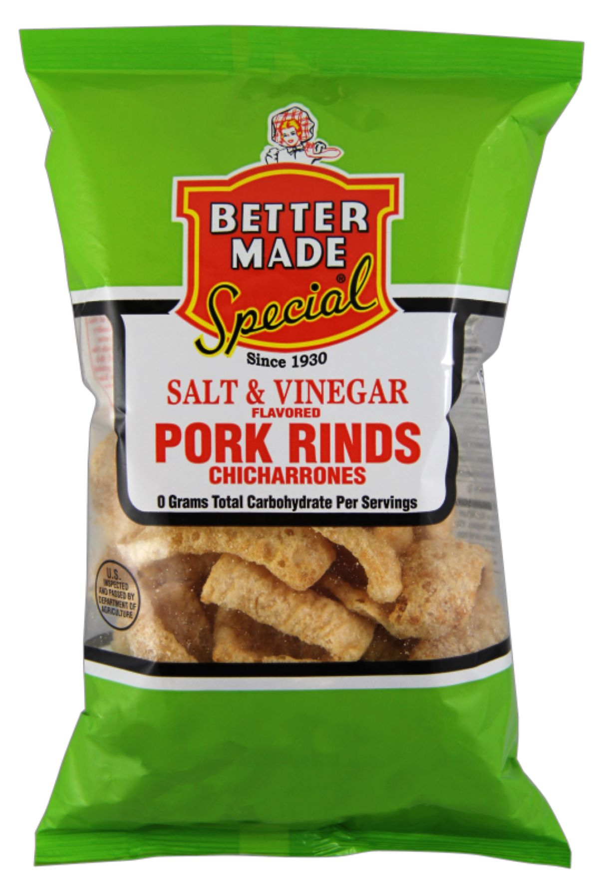 slide 1 of 5, Better Made Pork Rinds Salt & Vinegar, 2.5 oz