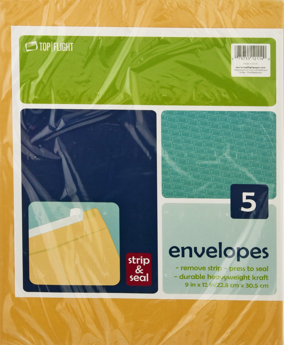 slide 1 of 11, Top Flight Strip & Seal Envelopes 5 ea, 5 ct