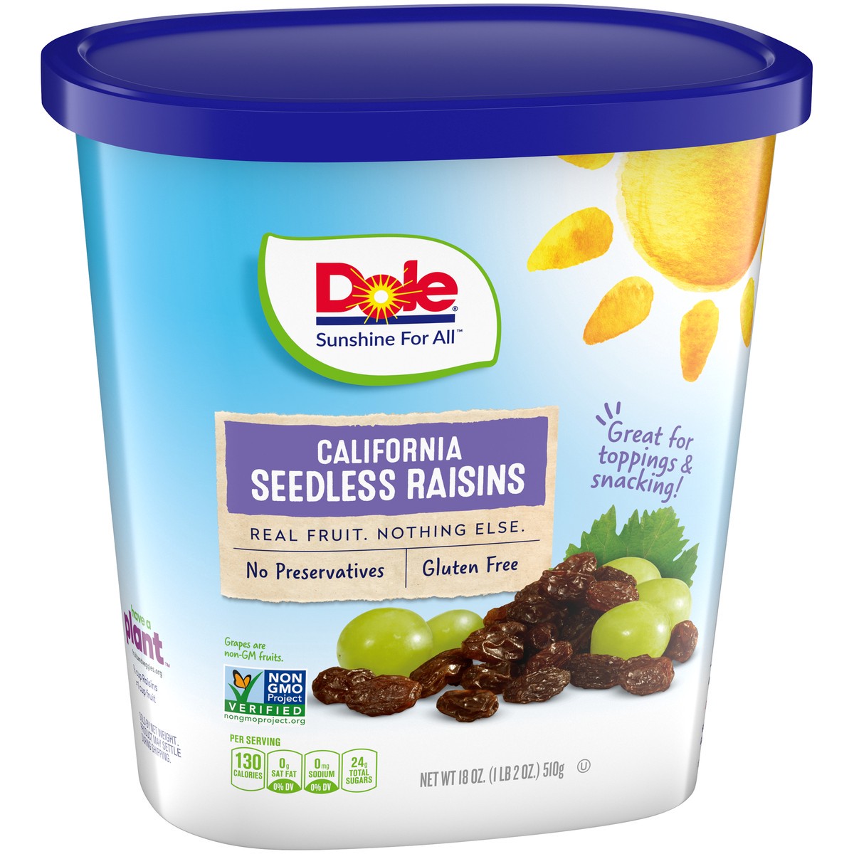 slide 2 of 9, Dole Raisins Dole California Seedless Raisins, 18 oz