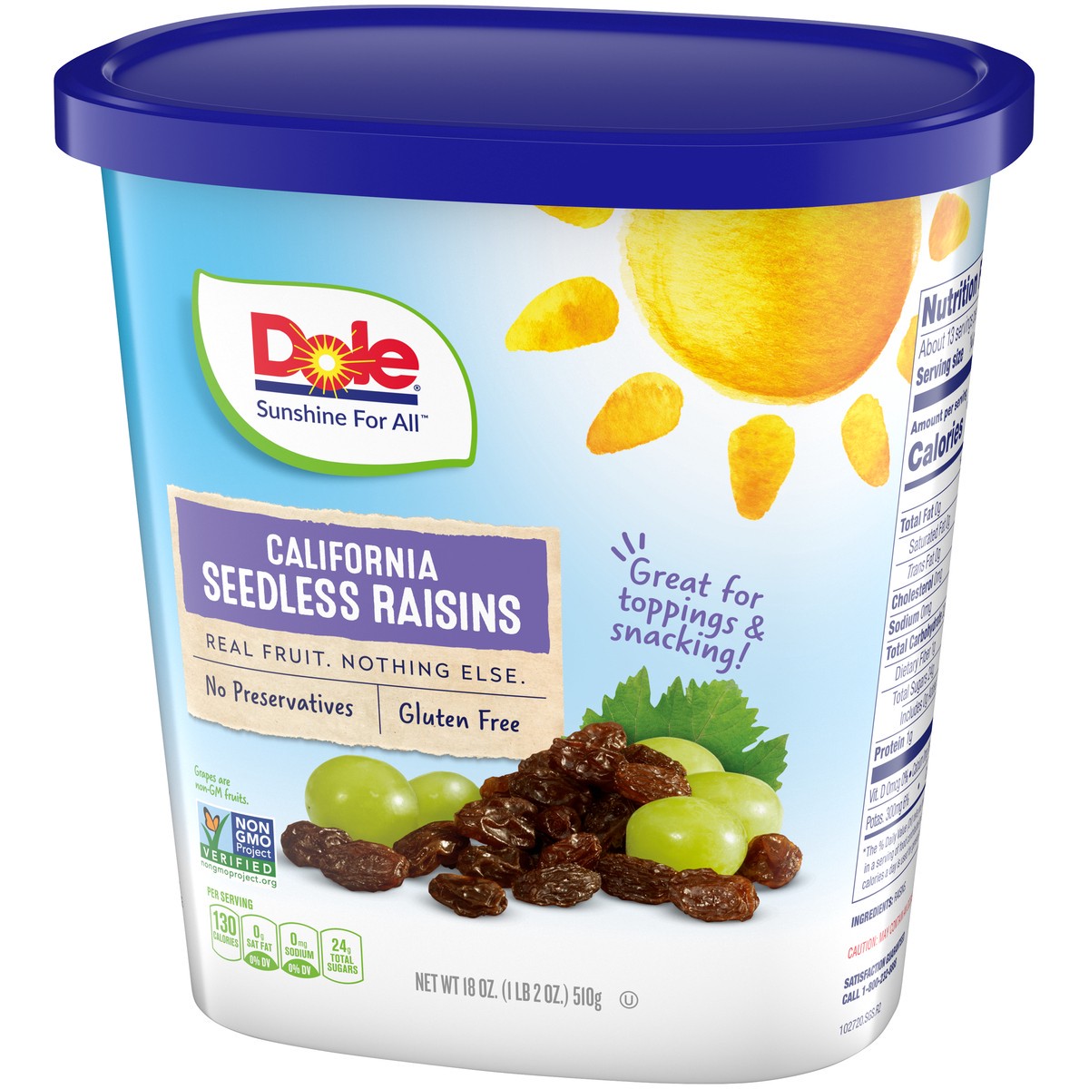 slide 3 of 9, Dole Raisins Dole California Seedless Raisins, 18 oz