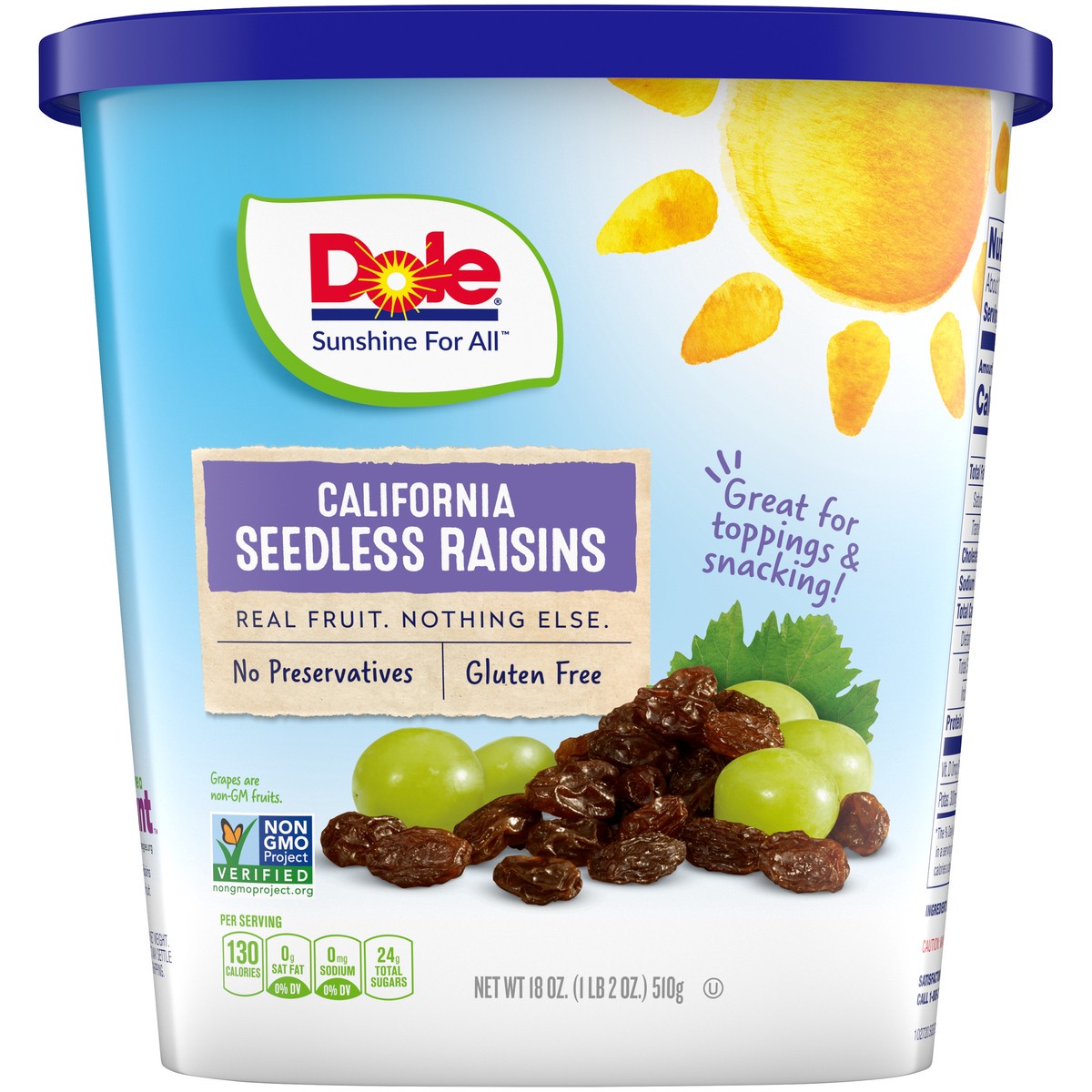 slide 6 of 9, Dole Raisins Dole California Seedless Raisins, 18 oz