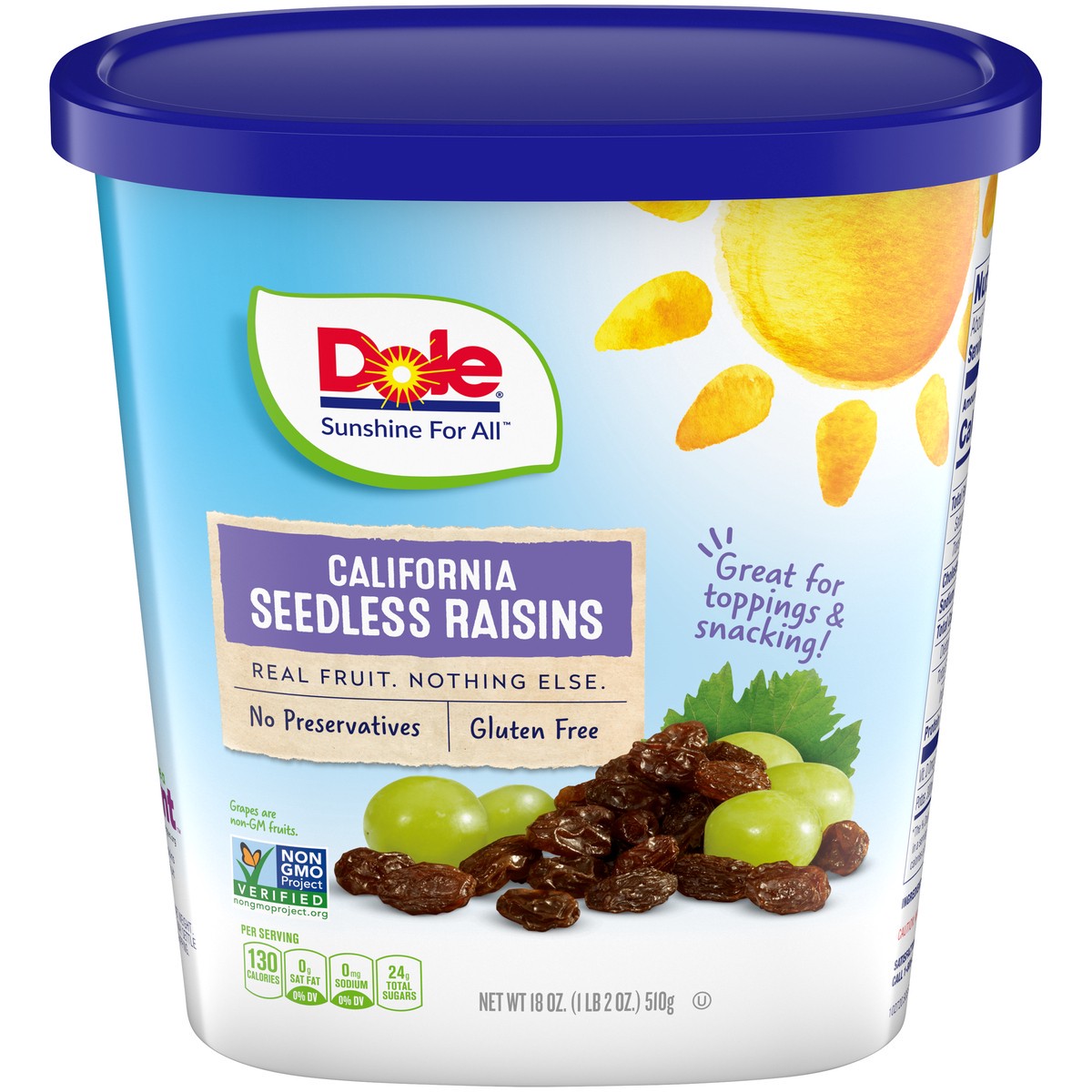 slide 1 of 9, Dole Raisins Dole California Seedless Raisins, 18 oz