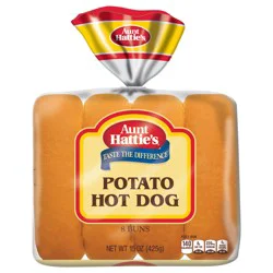 Aunt Hattie's Potato Hot Dog Buns, Sliced Potato Bread Buns, 8 Count