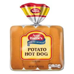 Aunt Hattie's Potato Hot Dog Buns, Sliced Potato Bread Buns, 8 Count