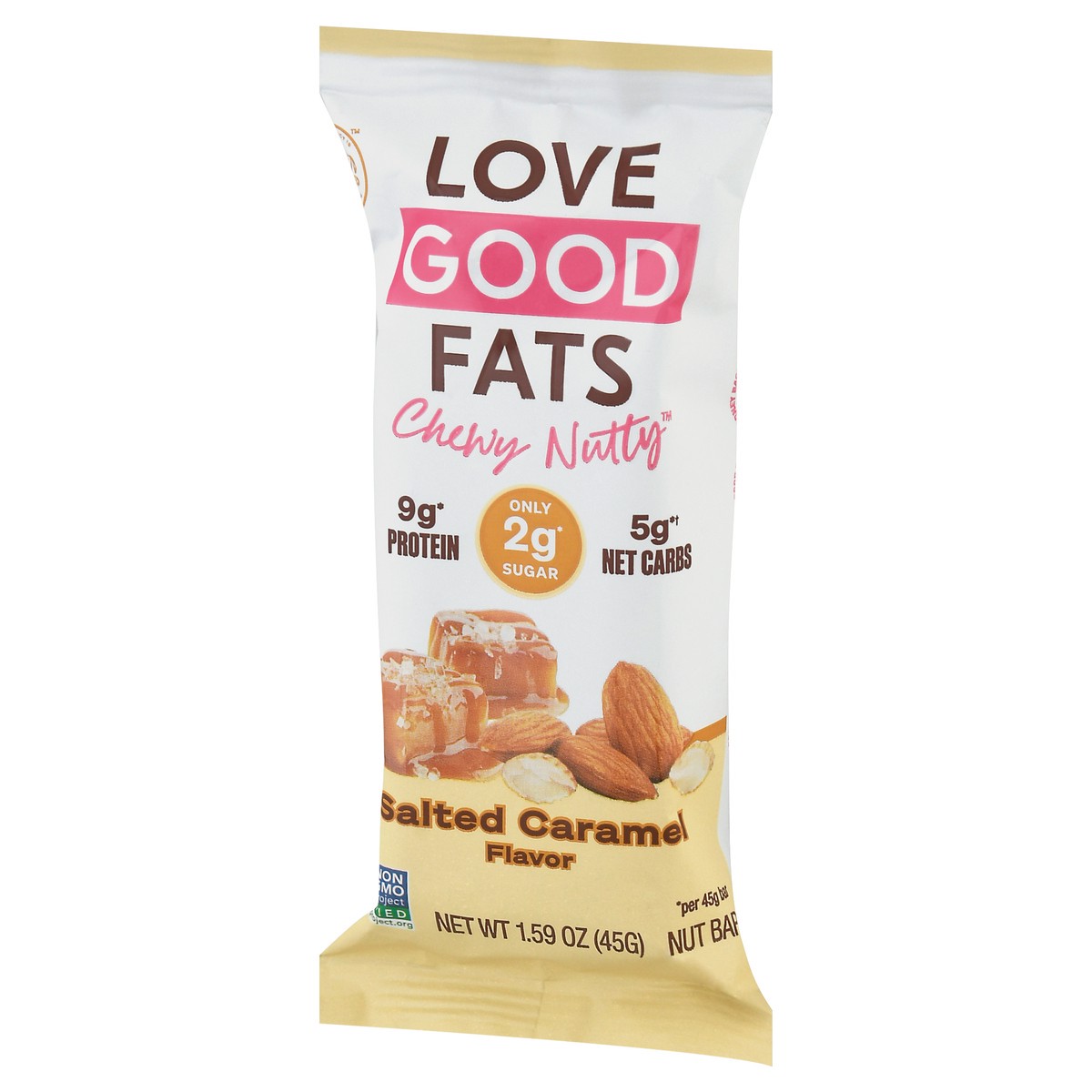 slide 9 of 9, Love Good Fats Chewy Nutty Salted Caramel Flavor Nut Bar 1.59 oz, 1.59 oz