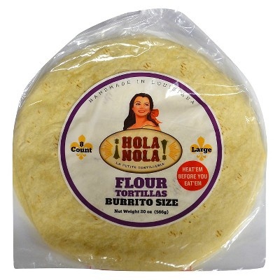 slide 1 of 1, Hola Nola Burrito Size Flour Tortillas, 20 oz