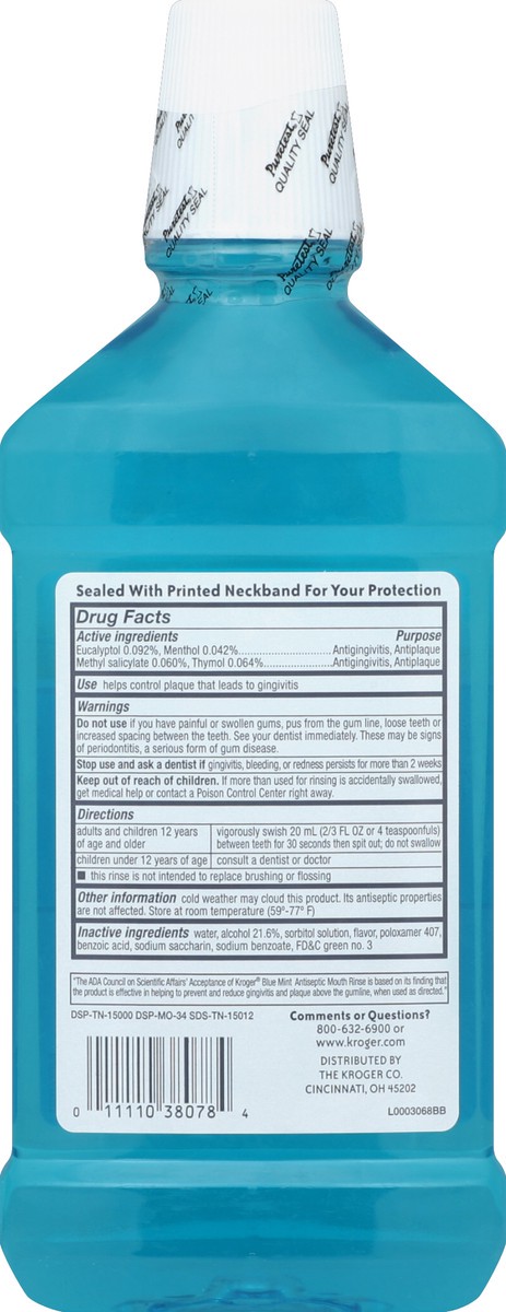 slide 2 of 3, Kroger Blue Mint Antispectic Mouth Rinse, 16.9 fl oz