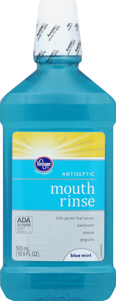 slide 3 of 3, Kroger Blue Mint Antispectic Mouth Rinse, 16.9 fl oz