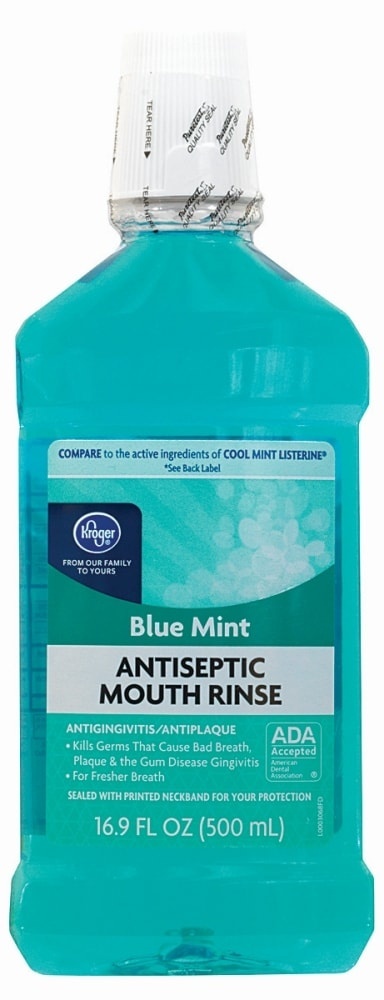 slide 1 of 3, Kroger Blue Mint Antispectic Mouth Rinse, 16.9 fl oz