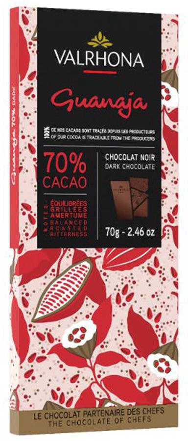 slide 1 of 1, Valrhona Guanaja 70% Dark Chocolate Bar, 2.46 oz