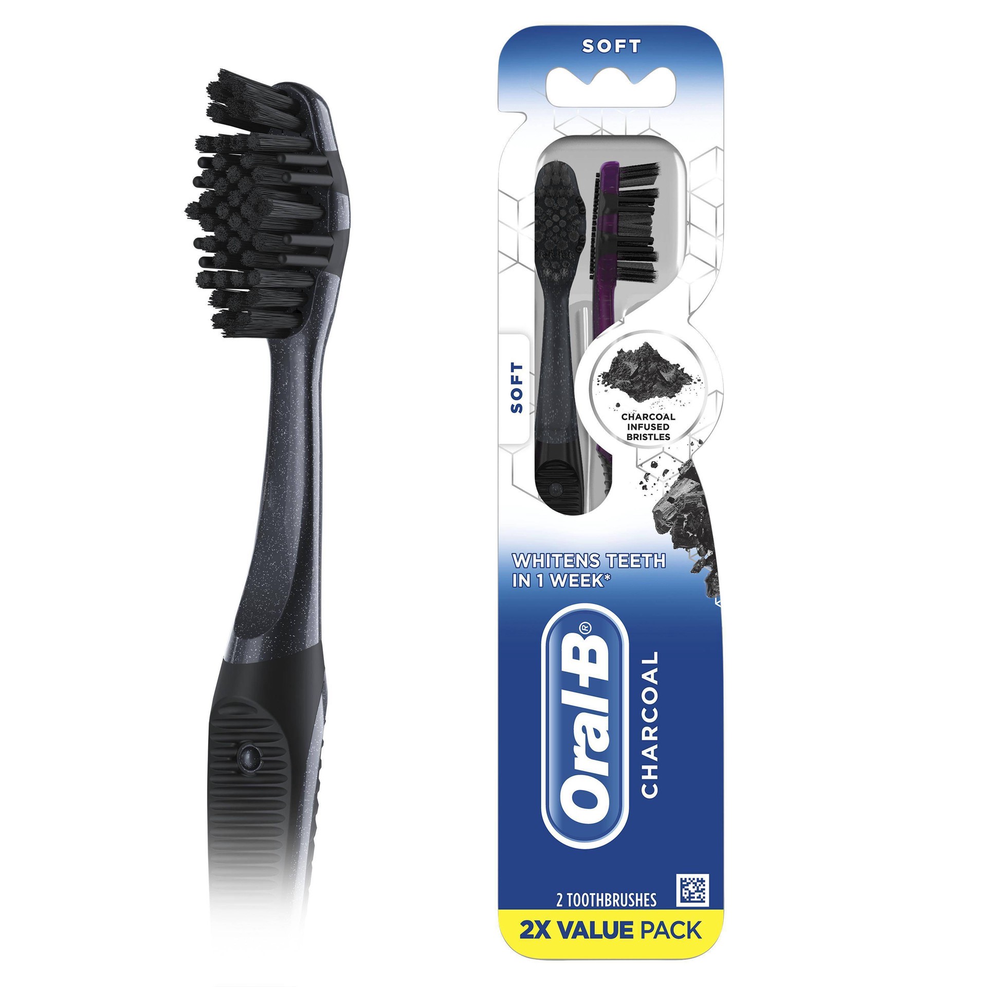 slide 1 of 2, Oral-B Charcoal Whitening Therapy Toothbrush, Soft, 2 ct