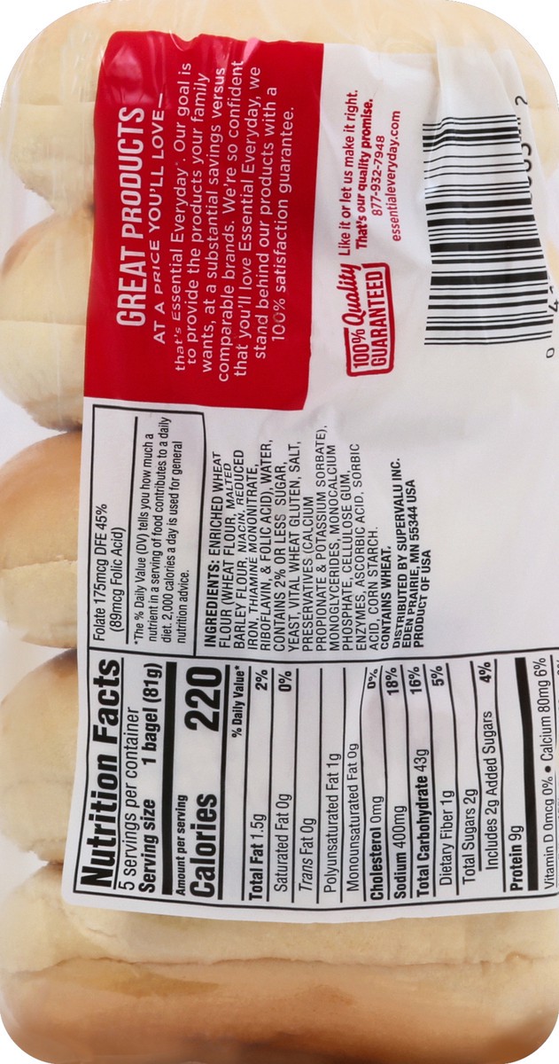 slide 2 of 6, Essential Everyday Bagels, Plain, Artisan Style, Pre-Sliced, 5 ct