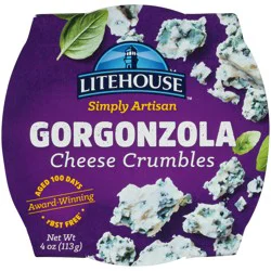 Litehouse Simply Artisan Gorgonzola Cheese Crumbles 4 oz. Tub