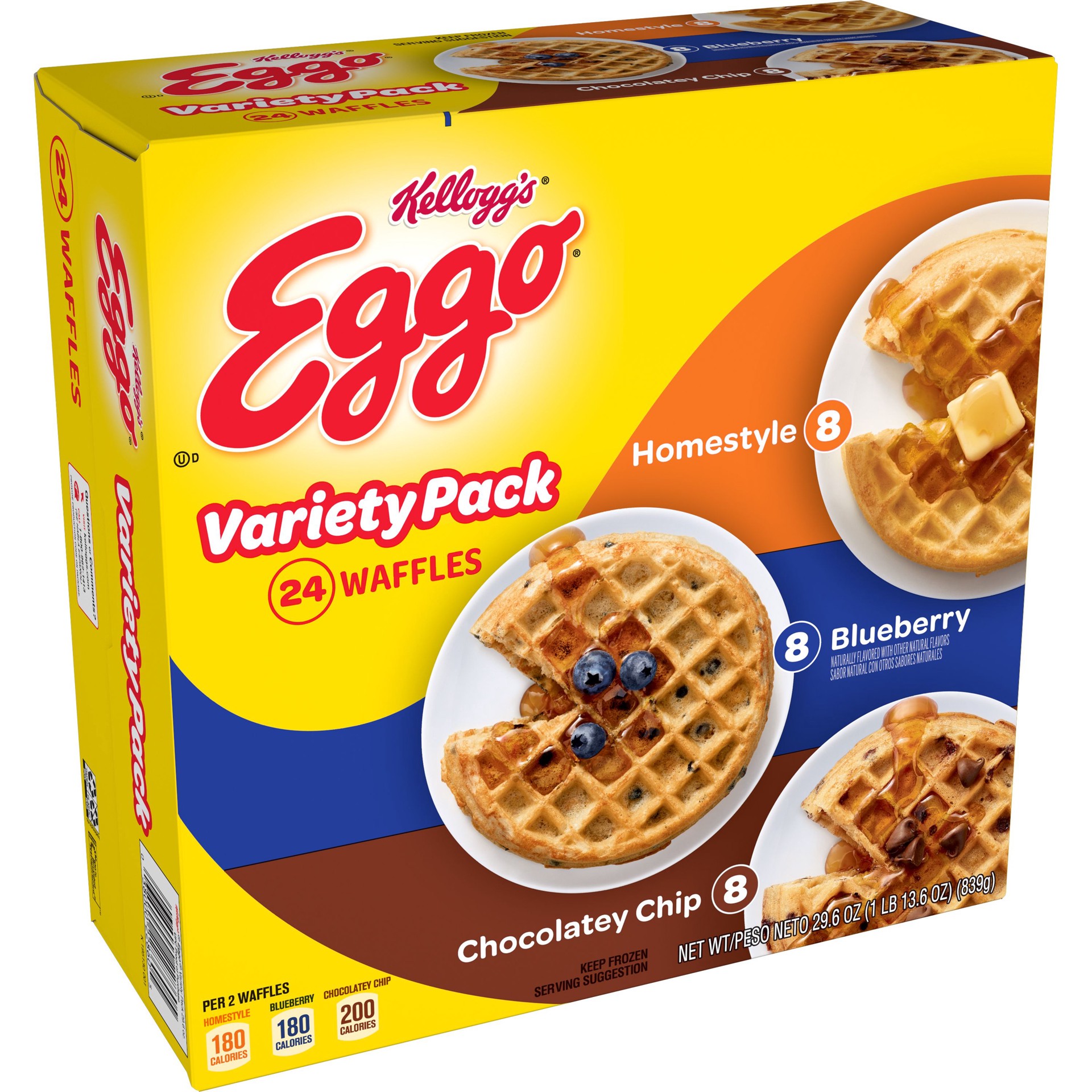 slide 1 of 3, Eggo Frozen Waffles, Frozen Breakfast, Toaster Waffles, Variety Pack, 29.6 oz