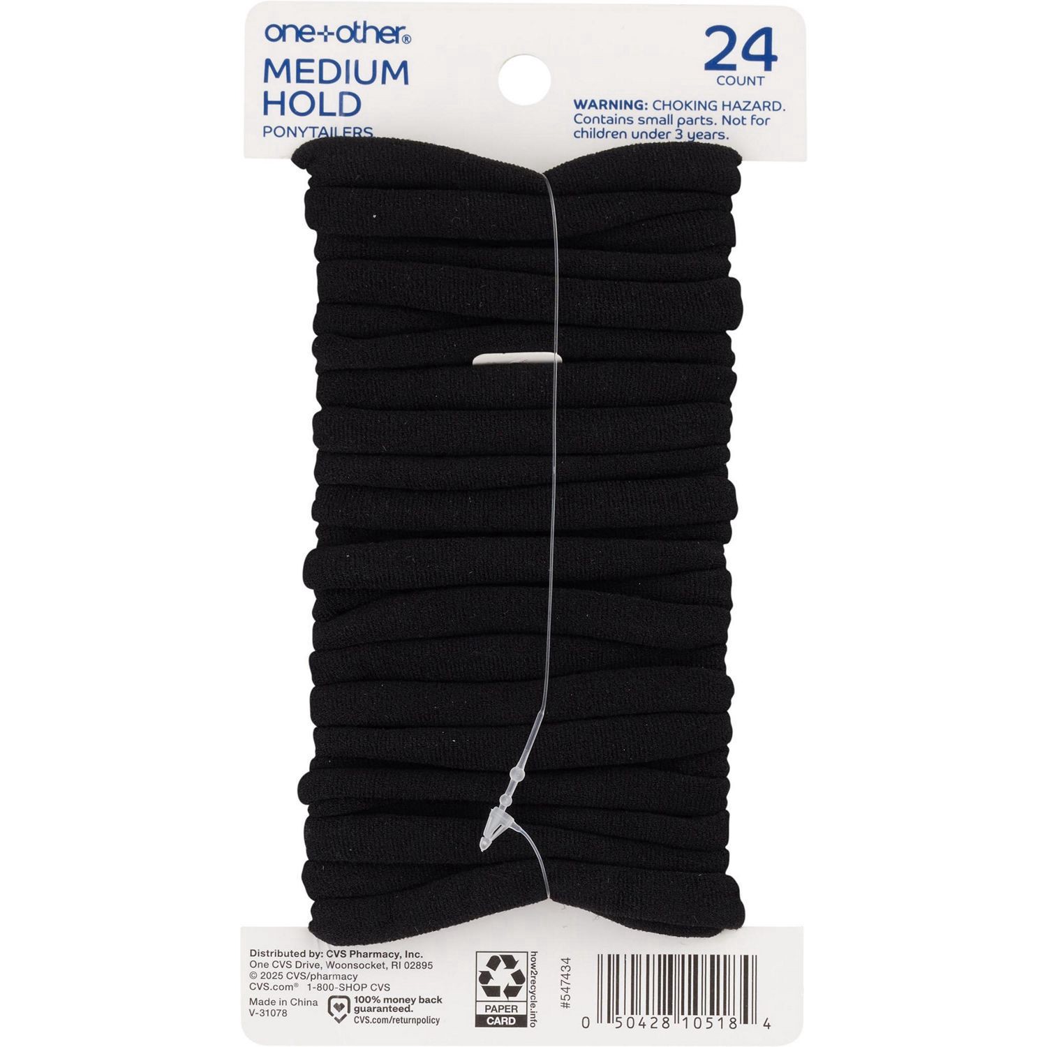 slide 2 of 2, One + Other Medium Hold Ponytailers, Black, 24 Ct, 24 ct