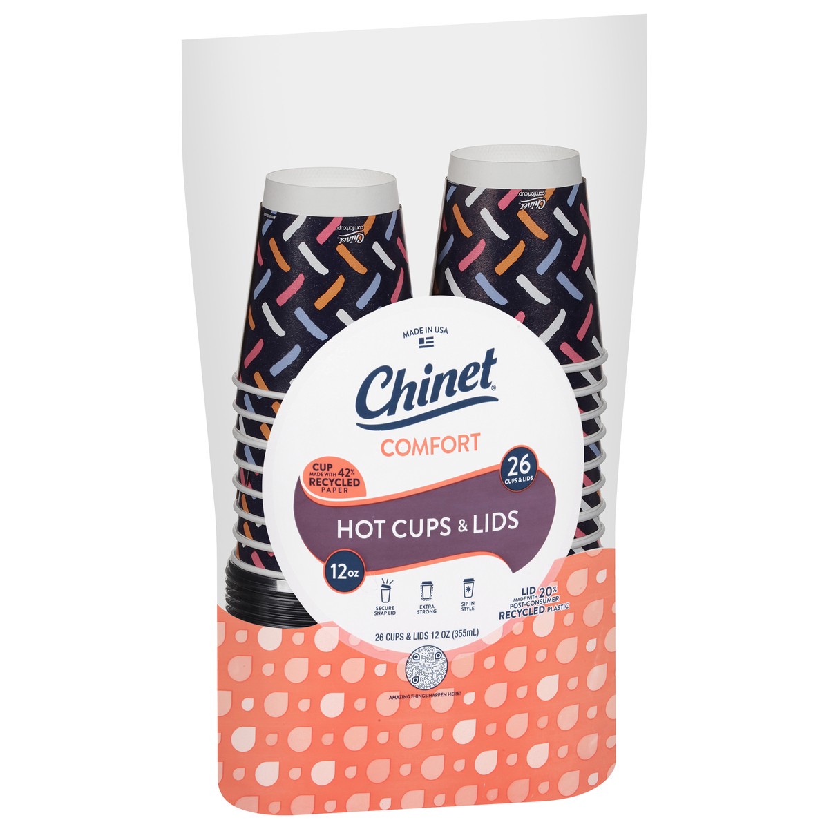 slide 5 of 9, Chinet Comfort Insulated Cups & Lids 12 Ounce 26 ea, 26 ct