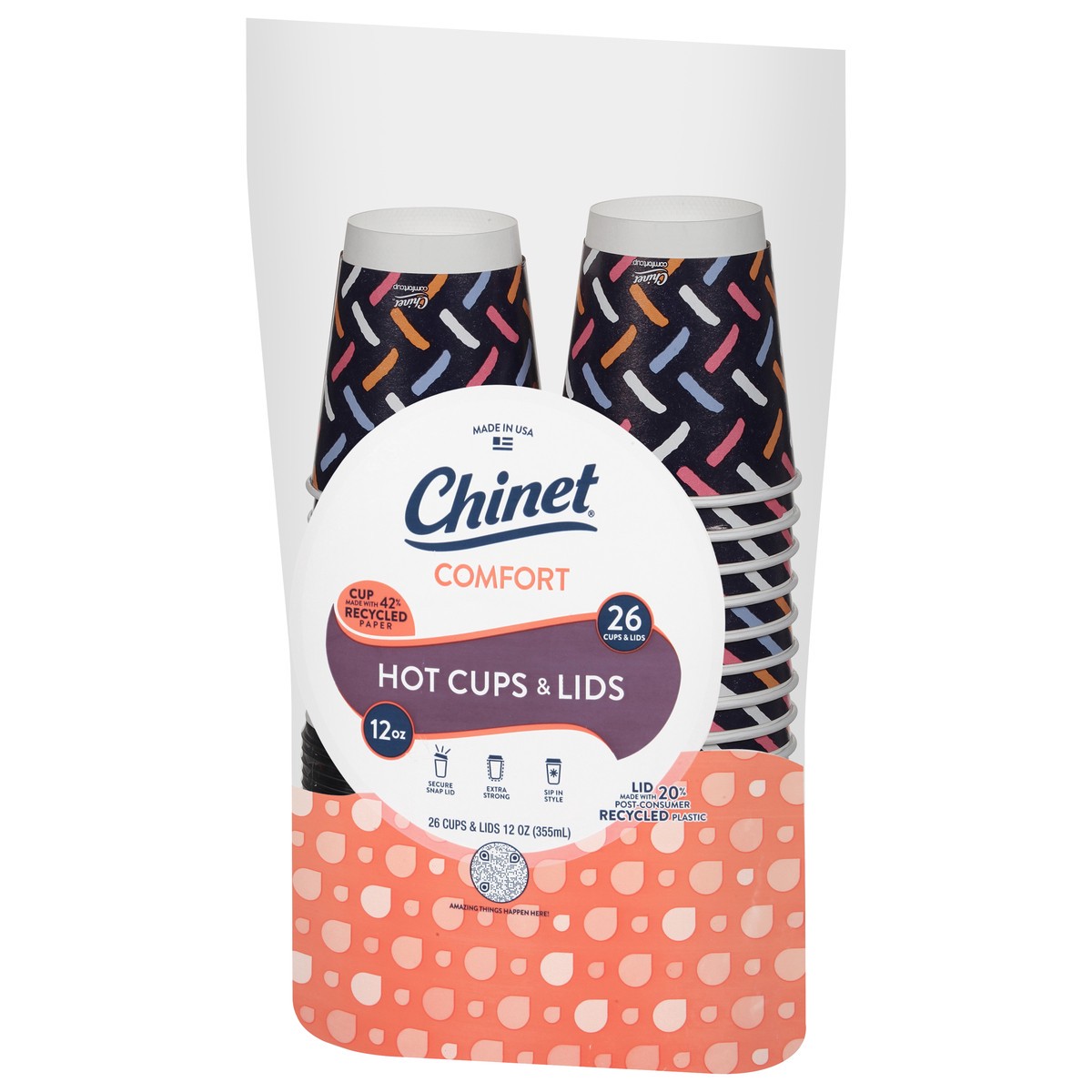 slide 3 of 9, Chinet Comfort Insulated Cups & Lids 12 Ounce 26 ea, 26 ct