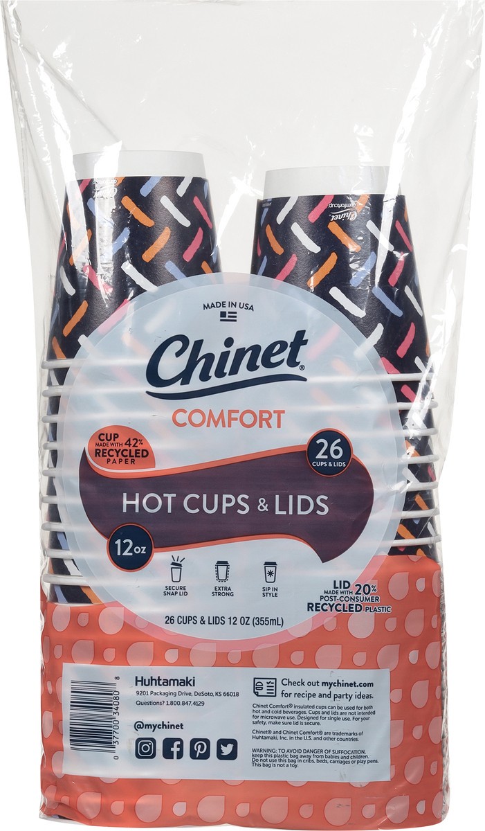 slide 2 of 9, Chinet Comfort Insulated Cups & Lids 12 Ounce 26 ea, 26 ct