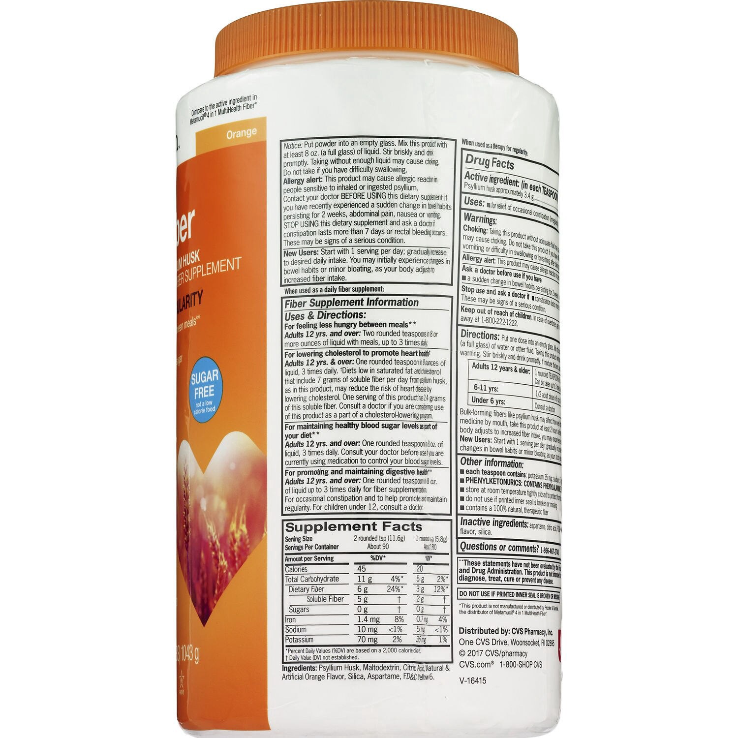 slide 5 of 6, Cvs Natural Daily Fiber Supplement, Orange, 180 Doses, 180 dose