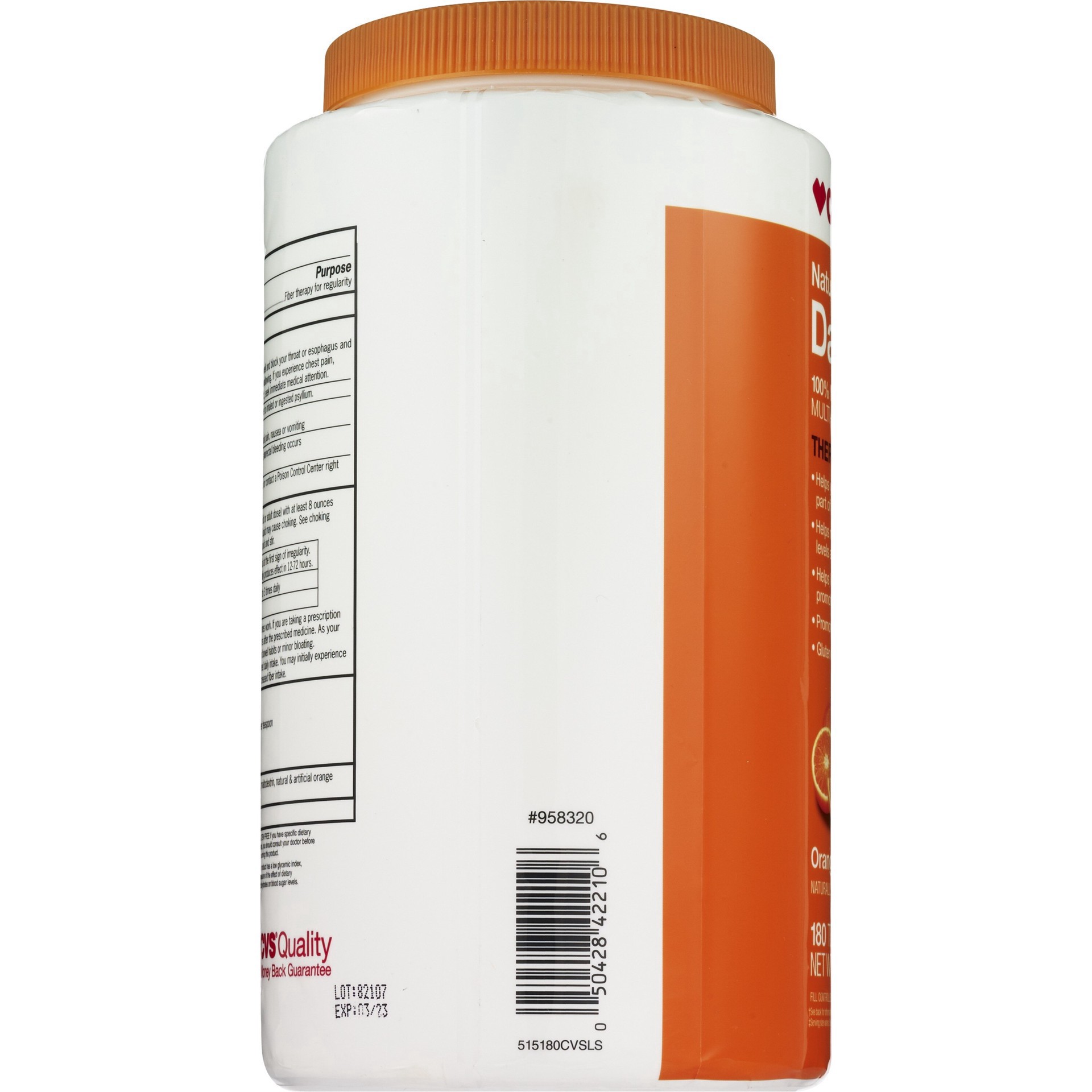 slide 3 of 6, Cvs Natural Daily Fiber Supplement, Orange, 180 Doses, 180 dose