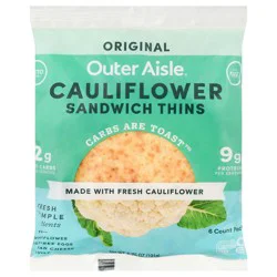 Outer Aisle Cauliflower Original Sandwich Thins - 6 ea
