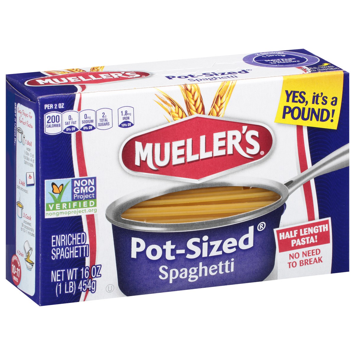 slide 3 of 9, Mueller's Pot-Sized Spaghetti 16 oz, 16 oz