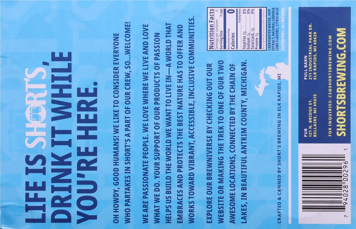 slide 6 of 13, Short's Thirst Mutilator Lemon/Lime Hop Sparkling Water 6 - 12 fl oz Cans, 6 ct; 12 oz