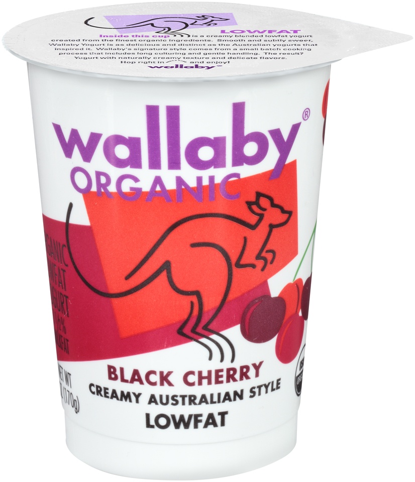 slide 1 of 1, Wallaby Organic Wallaby Yogurt Company, Inc. Black Cherry Lowfat Yogurt, 6 oz