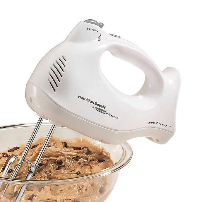 slide 1 of 4, Hamilton Beach 6-Speed Hand Mixer - White with Clear Case, 1 ct